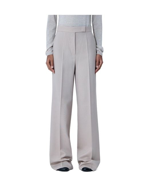 Max Mara Gray High-Rise Wide-Leg Pants