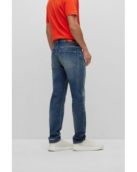 Boss Blue Logo Jeans for men