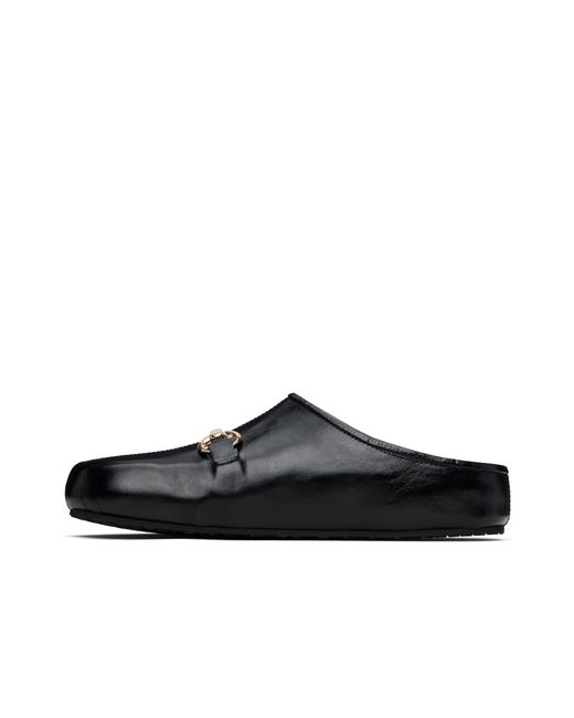 MARINE SERRE Black Smooth Leather Ms Slip-On Loafers
