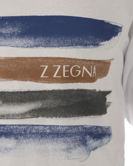 Zegna White Stripe Detail T-Shirt for men