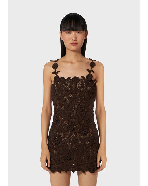Blumarine Brown Square Neck Floral Corset Mini Dress