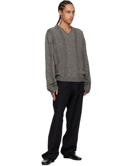 Maison Margiela Gray V-Neck Sweater for men