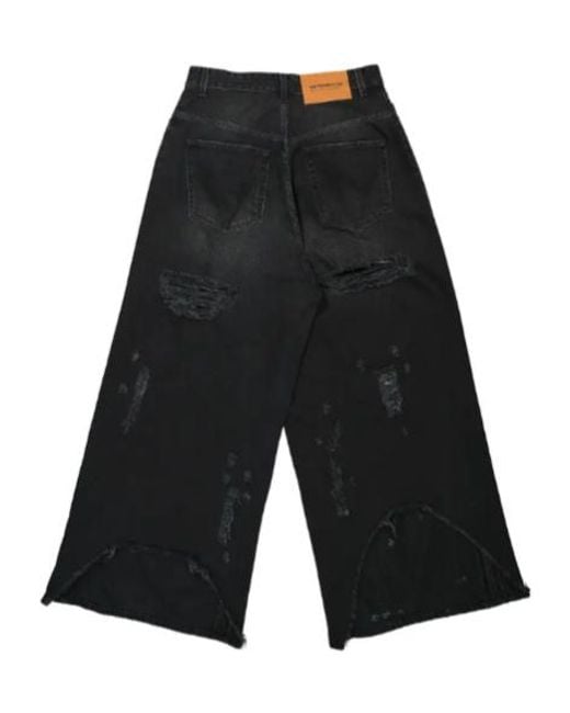 Vetements Black Distressed Wide Leg Jeans for men