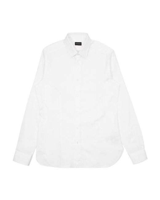 Zegna White Long-Sleeved Lapel Shirt for men