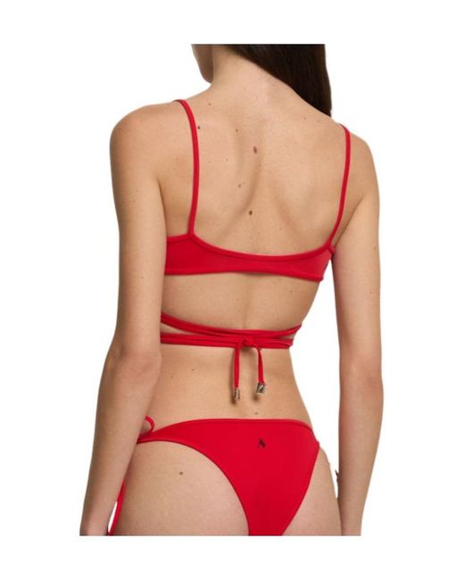 The Attico Red Lycra Triangle Bikini
