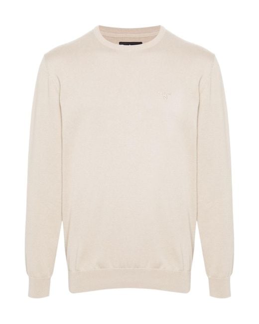 Barbour White Pima Crewneck Jumper for men