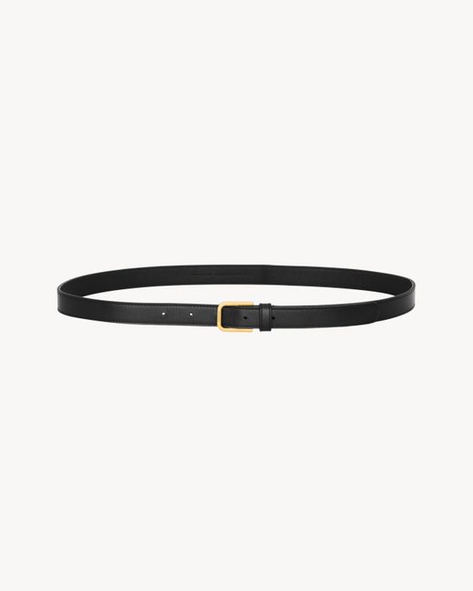 Saint Laurent White Ceinture Minimale En Cuir Lisse