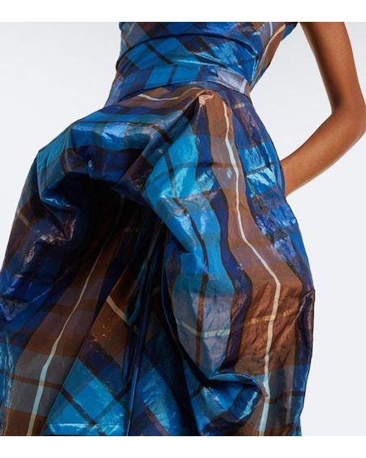 Vivienne Westwood Blue Chichi Draped Plaid Maxi Dress