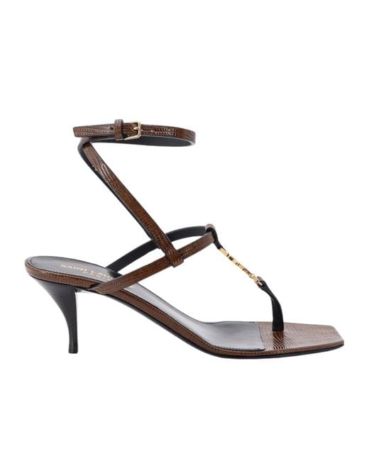 Saint Laurent White Cassandra Open Toe Sandals