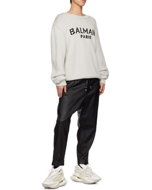 Balmain Gray Unicorn Lace-Up Sneakers for men