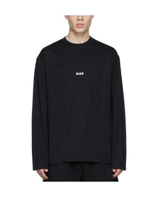 MSGM Black Logo Printed Short-Sleeved T-Shirt for men