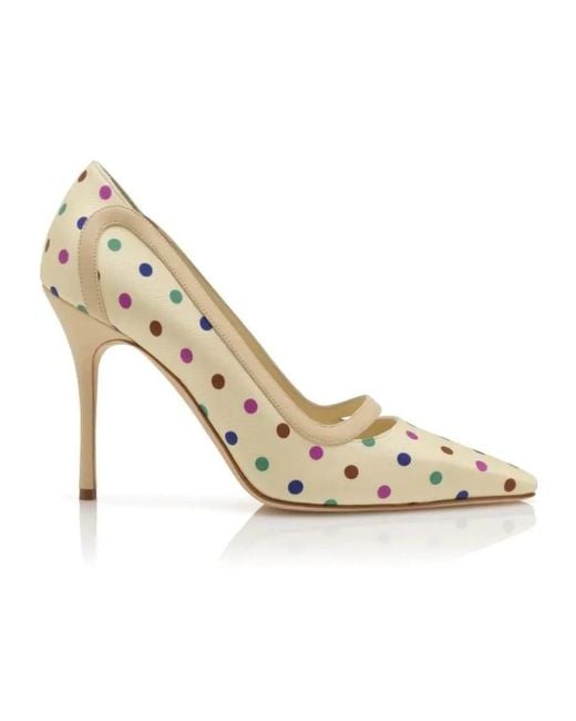 Manolo Blahnik Metallic Polka Dot Pointed Heeled Pumps