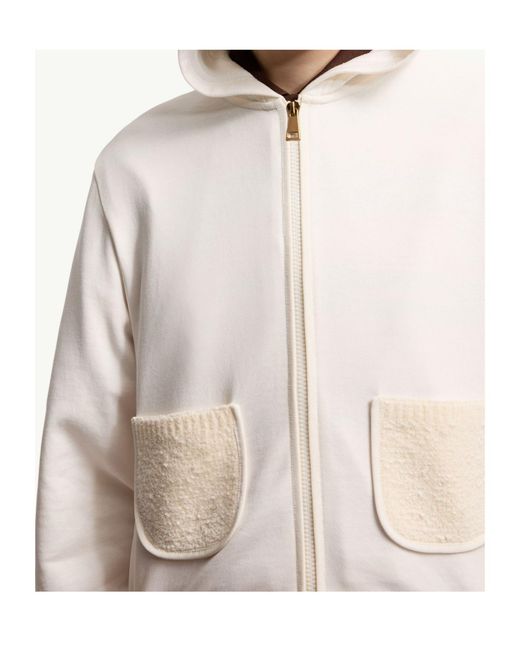 Moncler White Cotton Blend Zip-Up Sweatshirt
