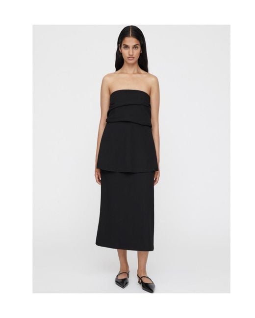 Totême  Black Totême Logo Printed Crepe Tube Top