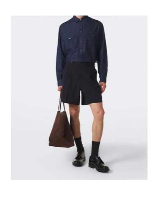 Jil Sander Blue Cotton Chambray Shirt for men