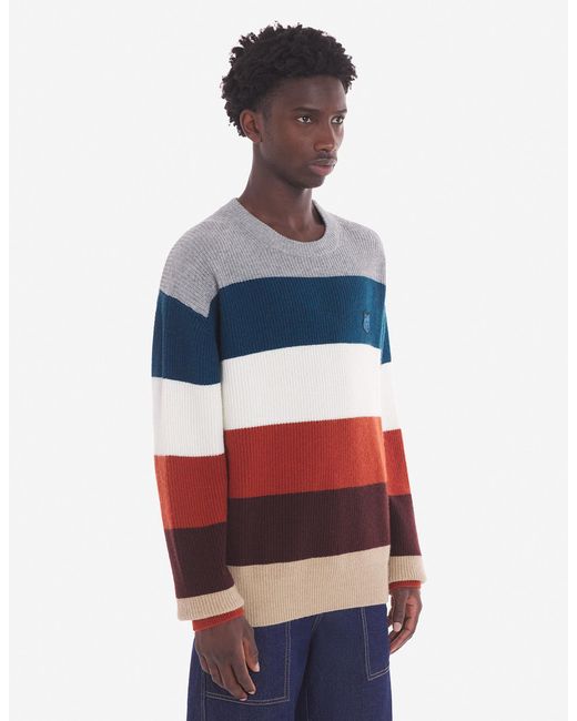 Maison Kitsuné Blue Maison Kitsuné Striped Knit Jumper for men