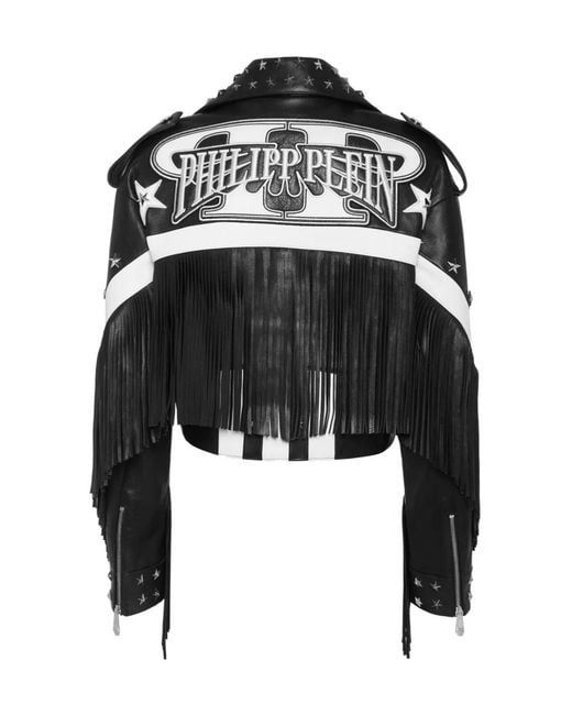 Philipp Plein Black Moon Leather Jacket