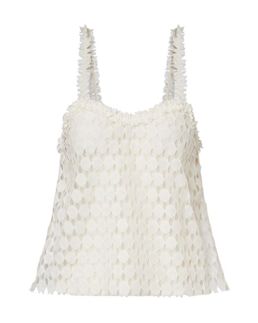 Ulla Johnson White Lace Cotton Blend Top