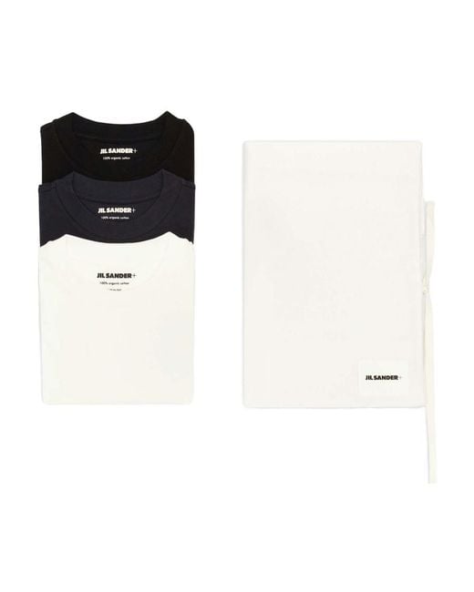 Jil Sander Blue Logo Patch Crewneck Pack Of Three T-Shirt for men