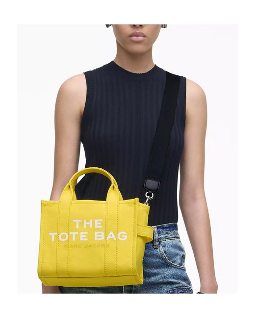 Marc Jacobs Yellow Logo Printed Zip-Up Small Tote Bag