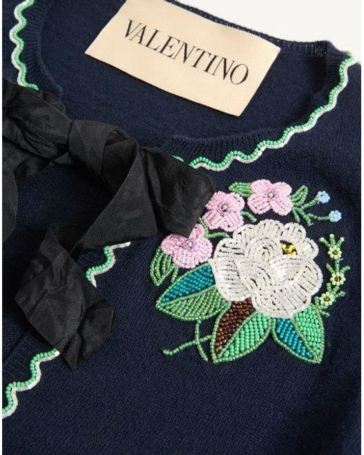 Valentino Blue Embroidered Cardigan