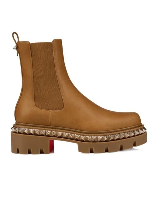 Christian Louboutin Brown St Emilia Pyraclou Flat Leather Boots