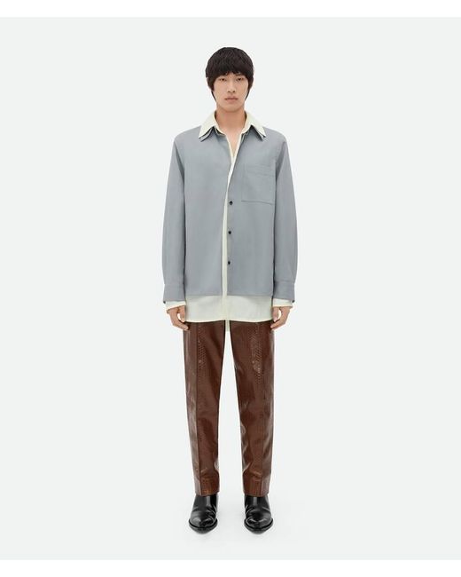 Bottega Veneta Gray Double Layer Long-Sleeved Shirt for men