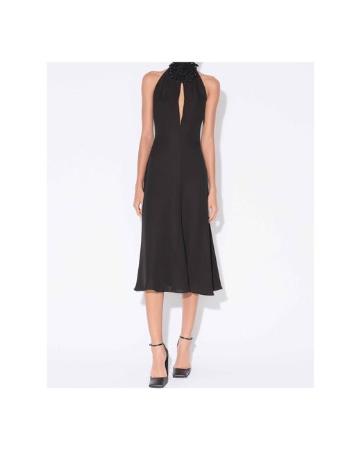 Alaïa Blue Floral Appliqu Halterneck Dress