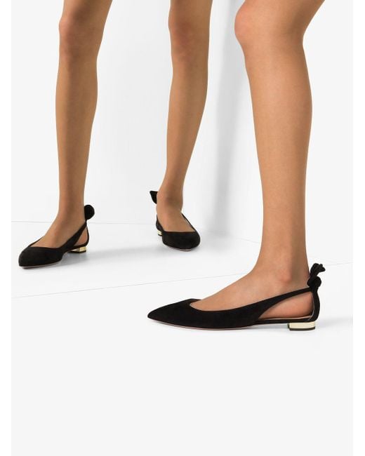 Aquazzura Black Deneuve Suede Ballerina Shoes