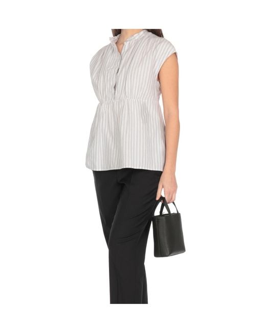 Peserico White Striped Sleeveless Shirt