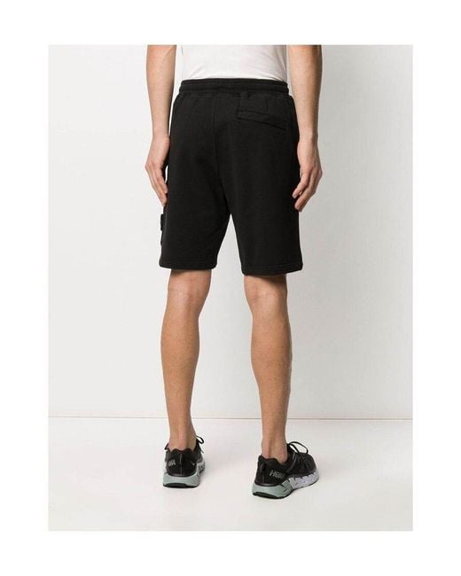 Stone Island Black Drawstring Fleece Shorts for men