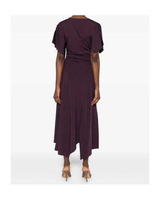 Victoria Beckham Purple Short Sleeve Dress
