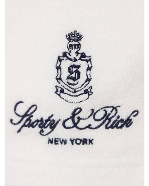 Sporty & Rich White Vendome Cotton Terry Shorts