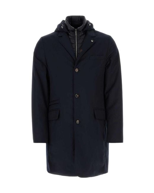 Moorer Blue Long-Sleeved Zipper Down Jacket for men
