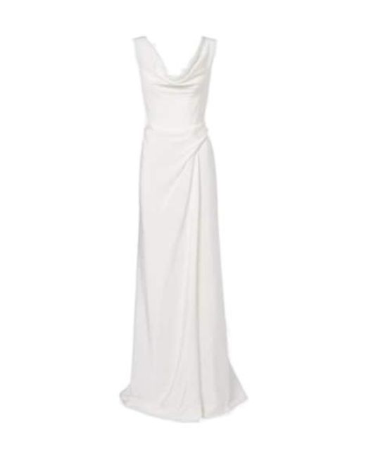Vivienne Westwood White Bridal Mabel Draped Off-Shoulder Silk Gown