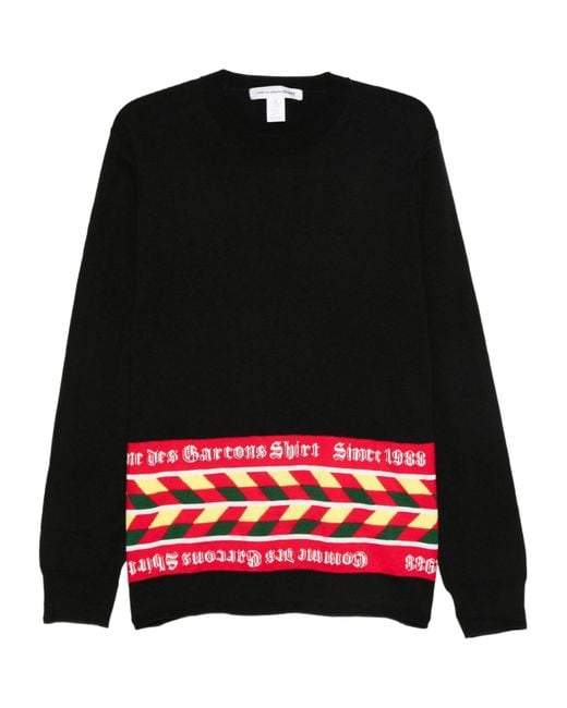 Comme des Garçons Black Geometric-Pattern Crew-Neck Sweater for men