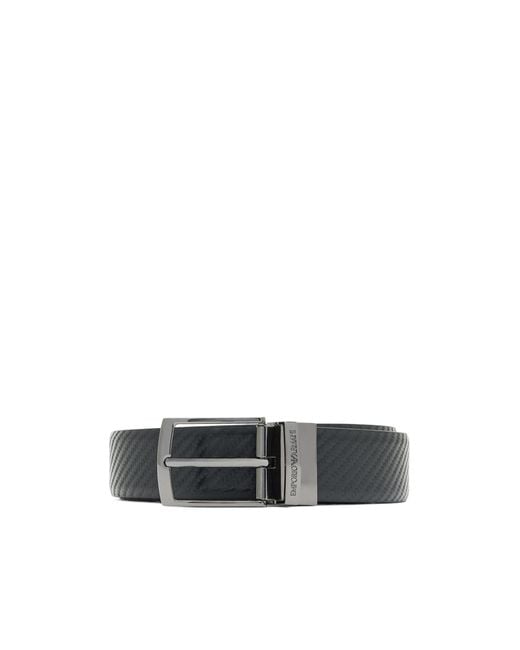 Emporio Armani White Embossed Buckle Belt for men