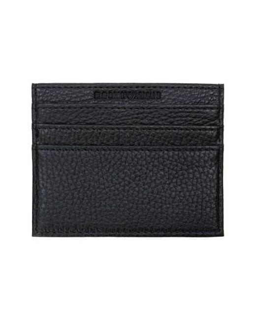Emporio Armani Black Logo Plaque Card Holder for men