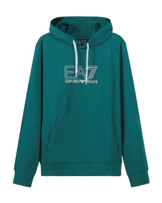 EA7 Green Logo Pattern Hoodie for men
