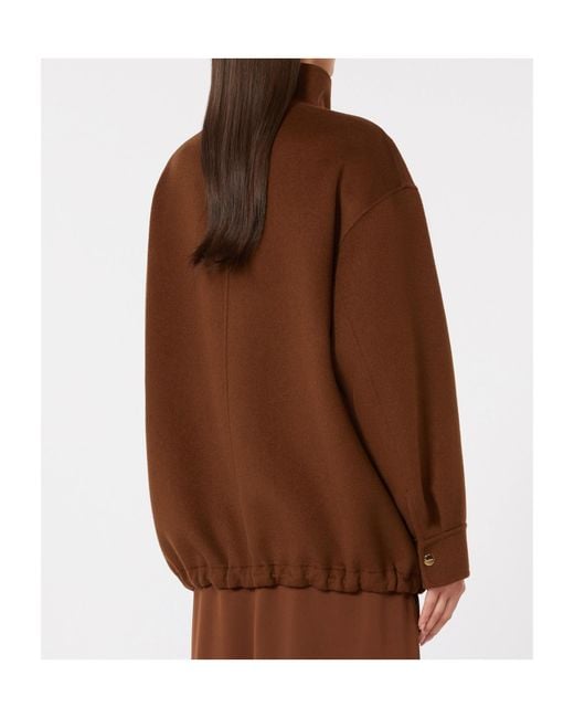 Max Mara Brown Studio Mstpino High Neck Zipped Jacket
