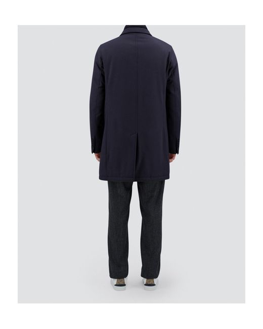 Herno Blue Virgin Wool Coat for men