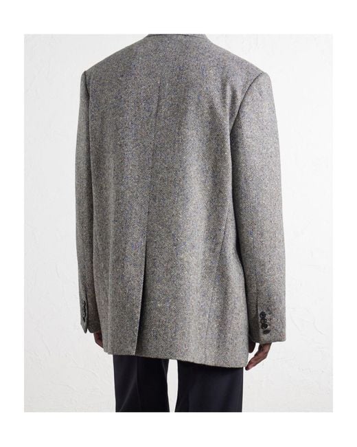 Dries Van Noten Gray Double-Breasted Blazer for men