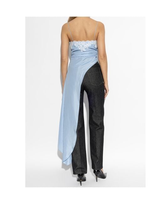 Moschino Blue Asymmetrical Cut Top