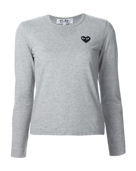 COMME DES GARÇONS PLAY Gray Long-Sleeve T-Shirt With Chest Patch