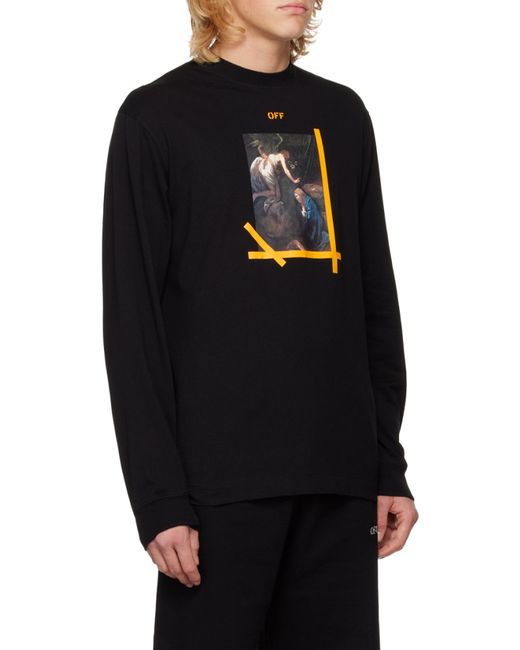 Off-White c/o Virgil Abloh Blue Painting-Print Long-Sleeve T-Shirt for men