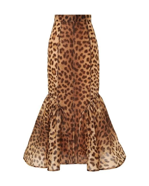 Zimmermann Brown Crushed Spliced Pencil Skirt