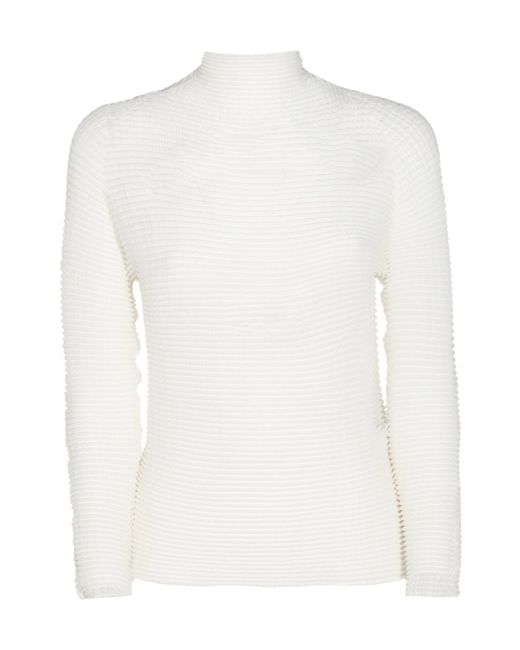 Issey Miyake White Pleats Bk/Wt-48 Top