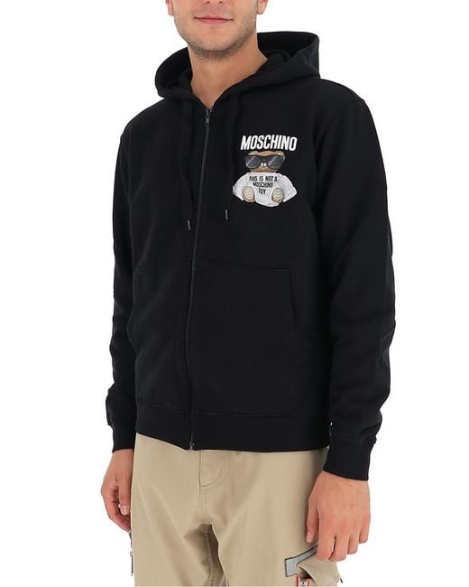 Moschino Black Toy Bear Print Hoodie for men