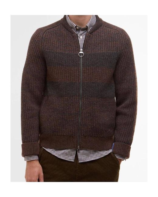 Barbour Black X Paul Smith Striped-Pattern Cardigan for men