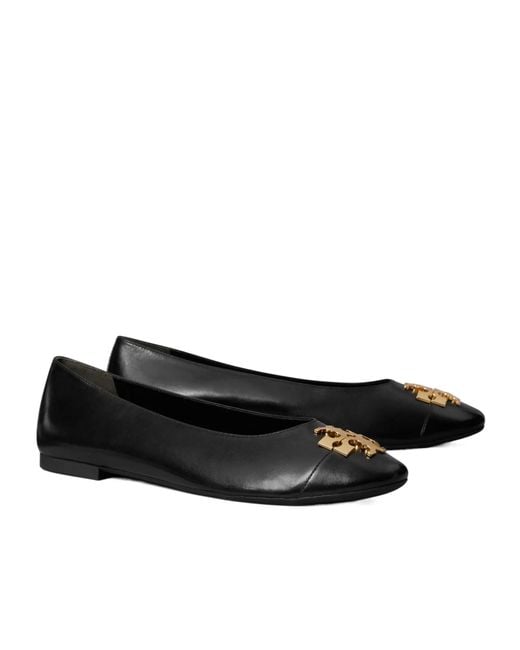 Tory Burch Black Charlie Logo Ballet Flats